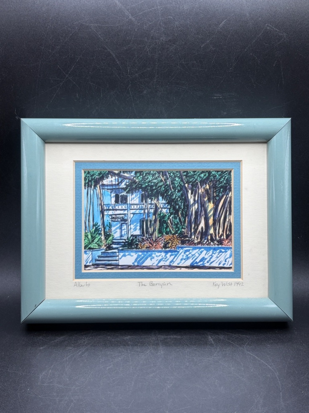 1992 Alberto De Andrea Signed The Banyan Key West Art Print Framed Artwork Decor